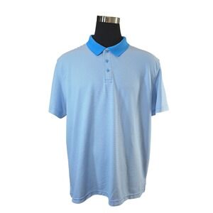 IZOD GOLF Men's Blue White Stripe Short Sleeve Polo Shirt Stretch XXL